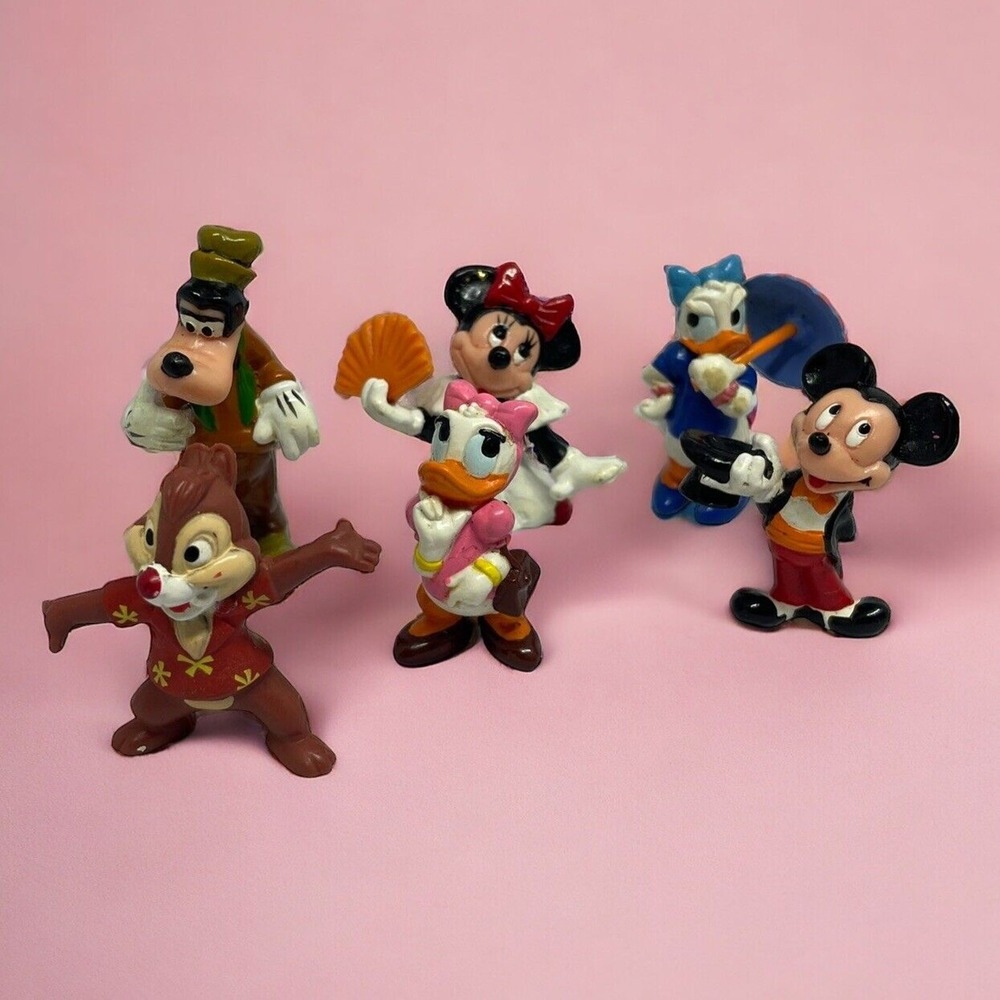 Vintage Disney PVC Mini Figures Lot Mickey Minnie Daisy Goofy Chip 6pc Set